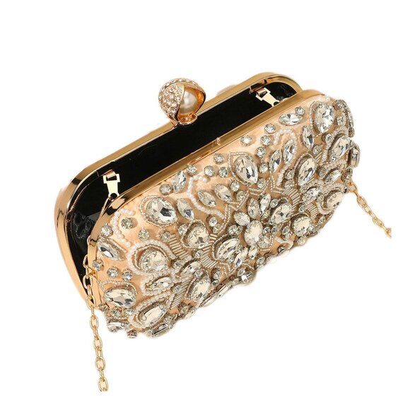 Tigerstars Gold Pearl Clasp Crystal Beads Evening Clutch Bag - Picture 3 of 3